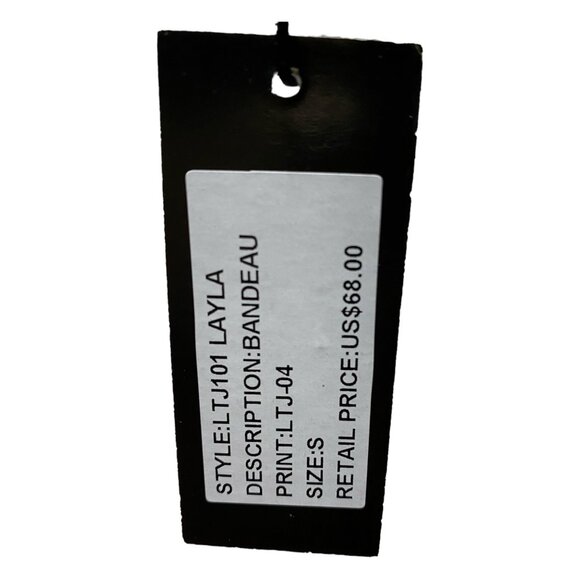 Robin Piccone Swimwear Top XS Bandeau Floral Black Bric-A-Brac Halter Tie - Picture 7 of 9